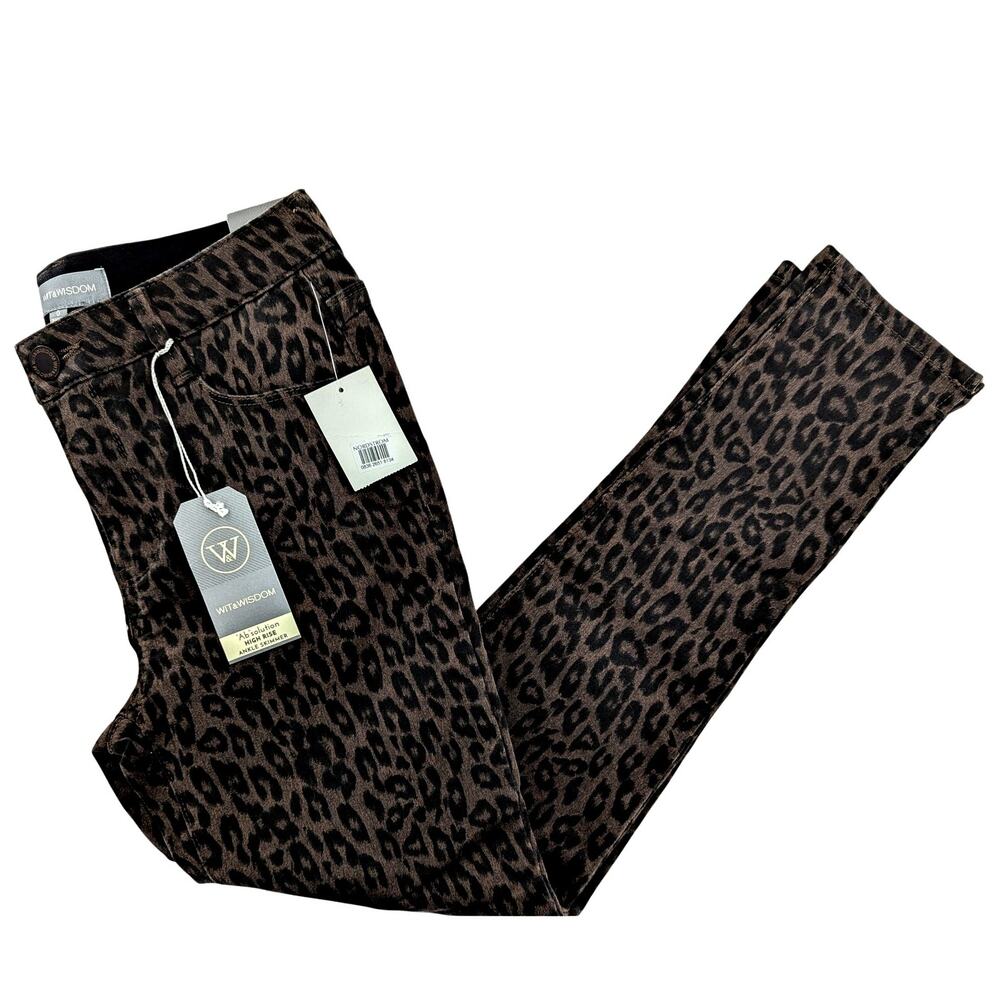 Wit & Wisdom Jeans Ab Solution Leopard Print High Rise Pants Size 0 - Picture 2 of 13